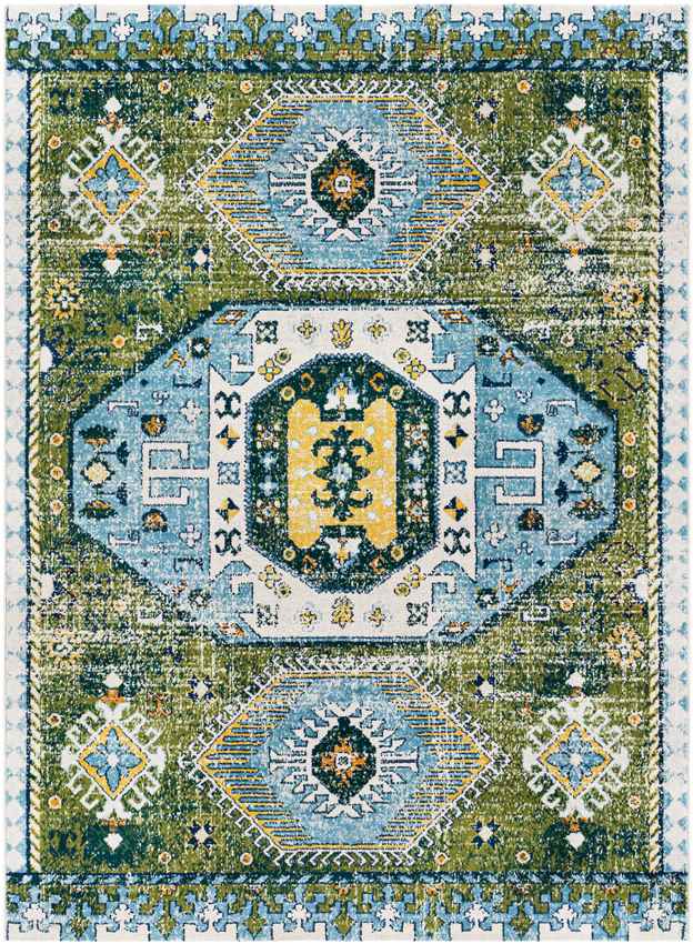 Hulsel Traditional Dark Green Area Rug