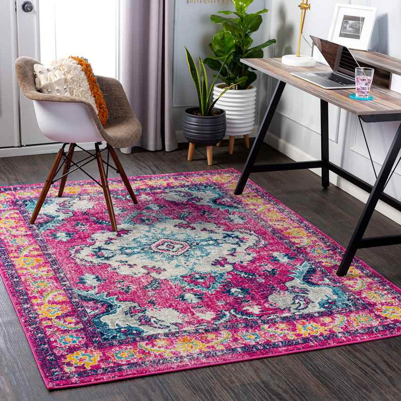 Kreijl Traditional Bright Pink Area Rug