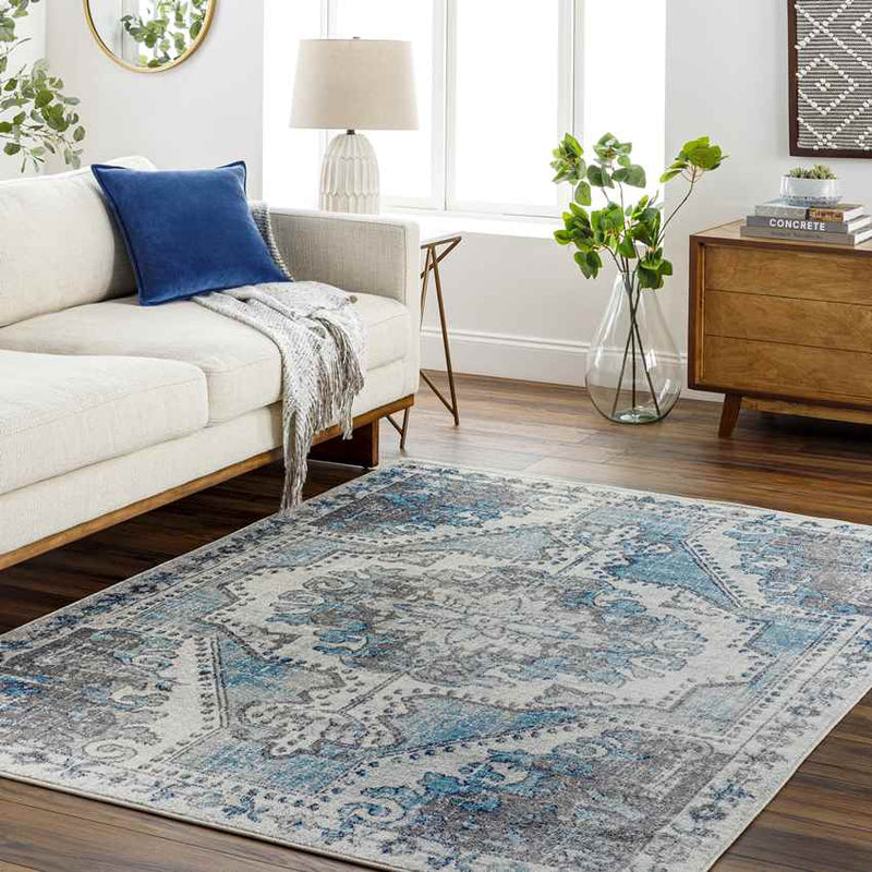 Kuivezand Traditional Teal Area Rug