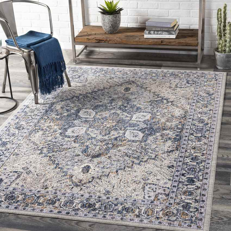 Lieseind Traditional Dark Blue Area Rug