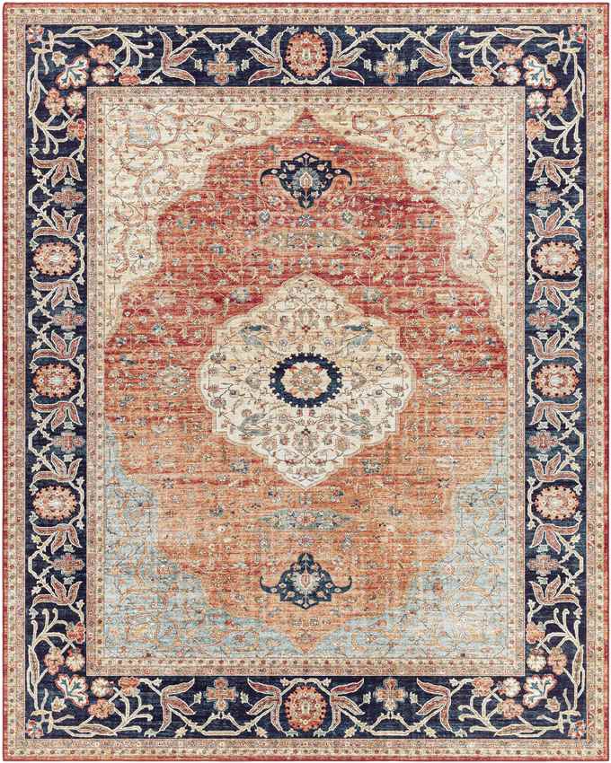 Lijndonk Traditional Burnt Orange Area Rug