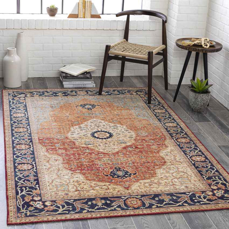 Lijndonk Traditional Burnt Orange Area Rug