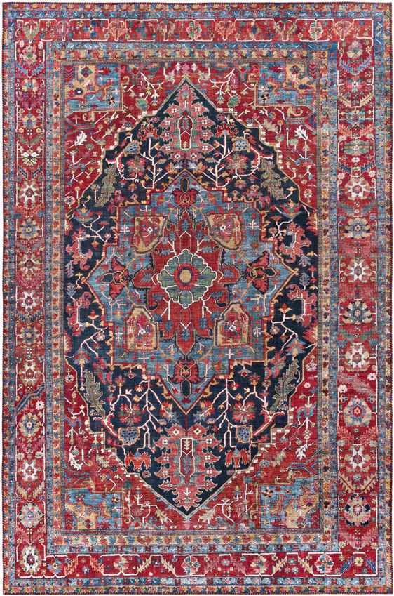 Linden Traditional Bright Red Area Rug