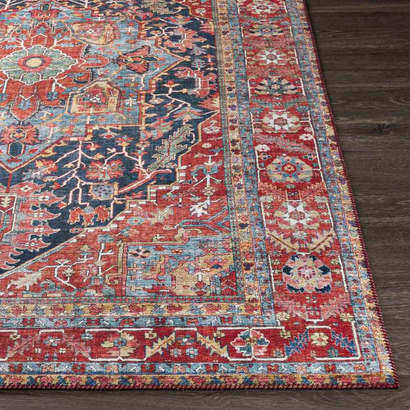 Linden Traditional Bright Red Area Rug