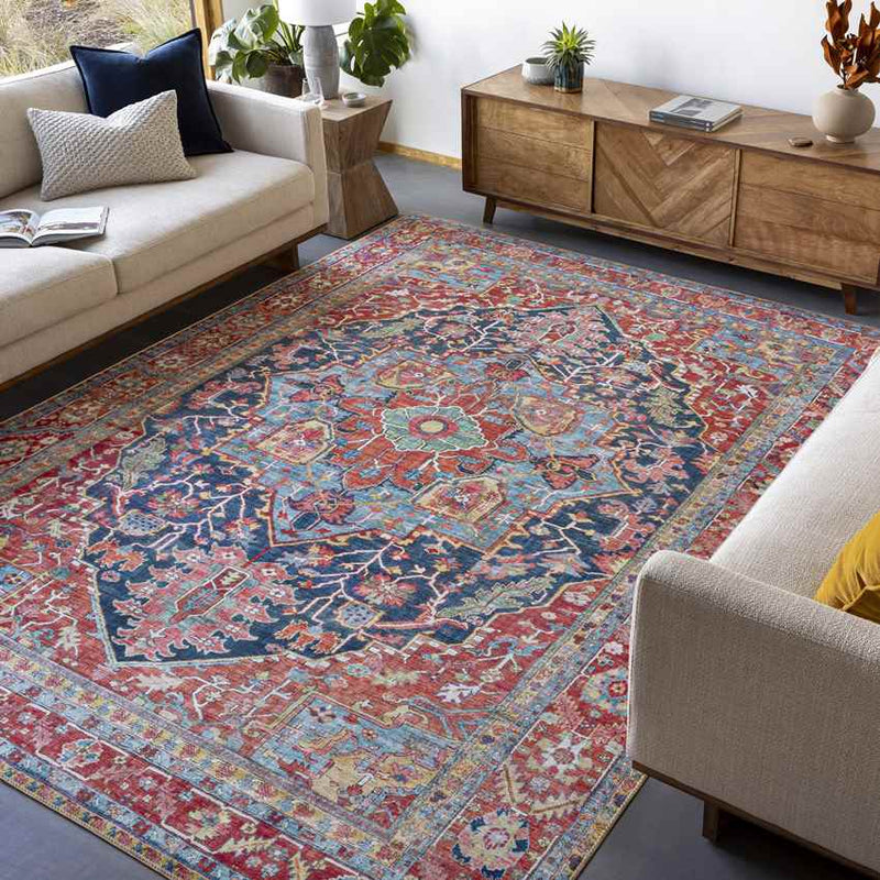 Linden Traditional Bright Red Area Rug