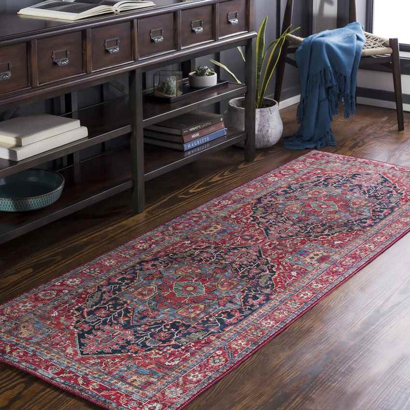 Linden Traditional Bright Red Area Rug