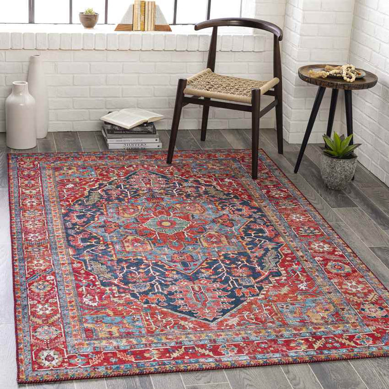 Linden Traditional Bright Red Area Rug