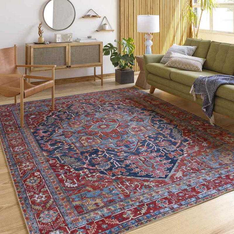 Linden Traditional Bright Red Area Rug