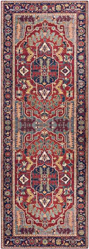 Lith Traditional Bright Red Area Rug