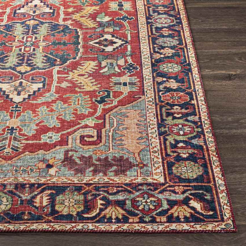 Lith Traditional Bright Red Area Rug