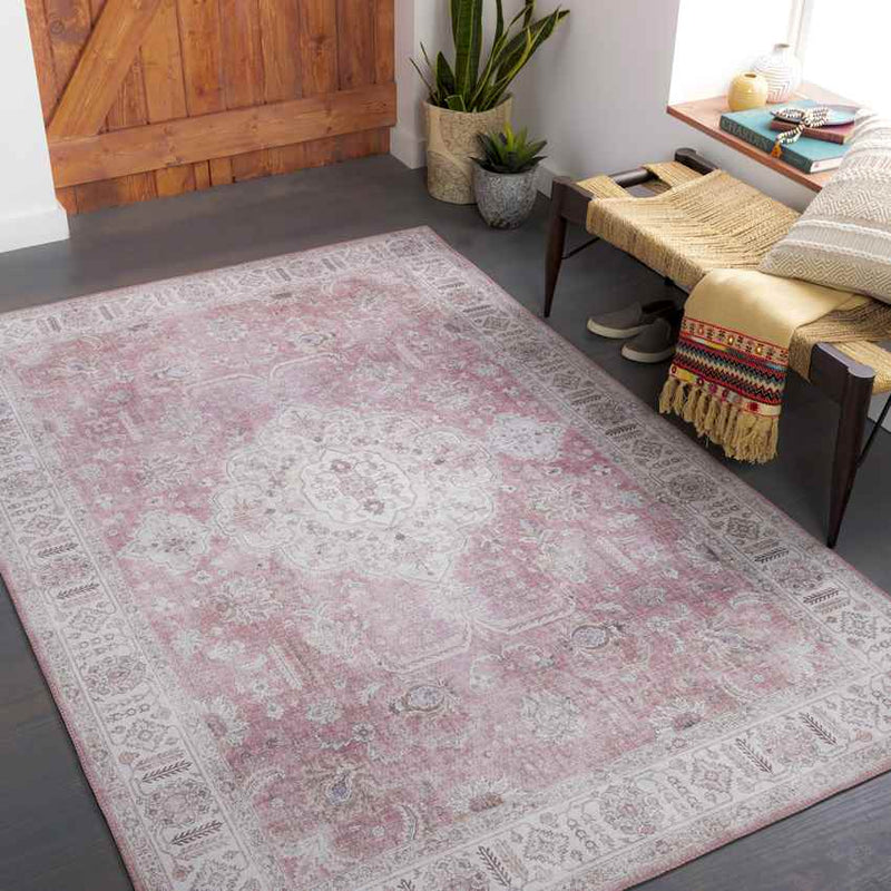 Loeswijk Traditional Pale Pink Area Rug