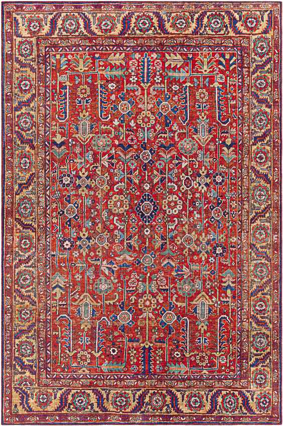 Loveren Traditional Bright Red Area Rug