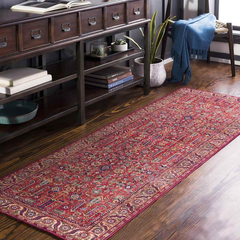 Loveren Traditional Bright Red Area Rug