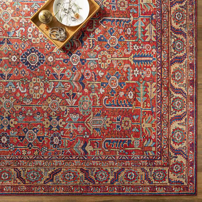 Loveren Traditional Bright Red Area Rug