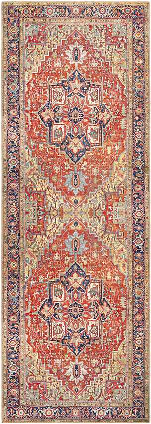 Macharen Traditional Bright Orange Area Rug