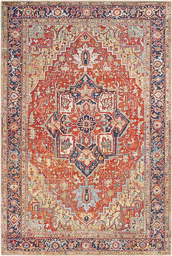 Macharen Traditional Bright Orange Area Rug