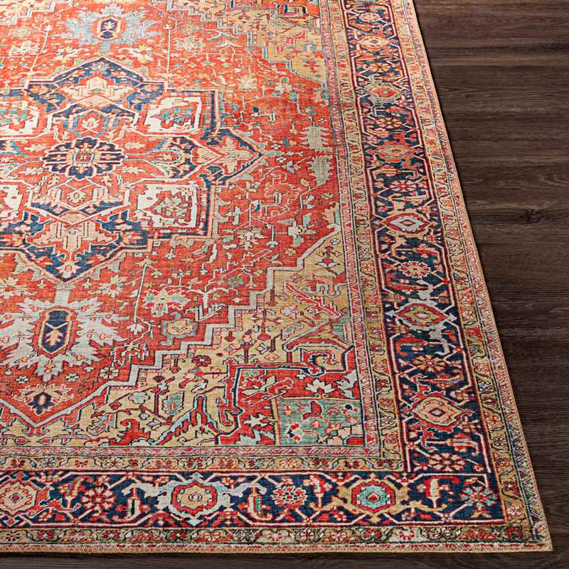 Macharen Traditional Bright Orange Area Rug