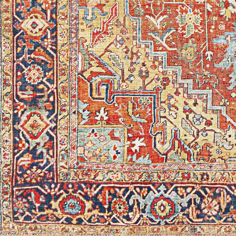 Macharen Traditional Bright Orange Area Rug