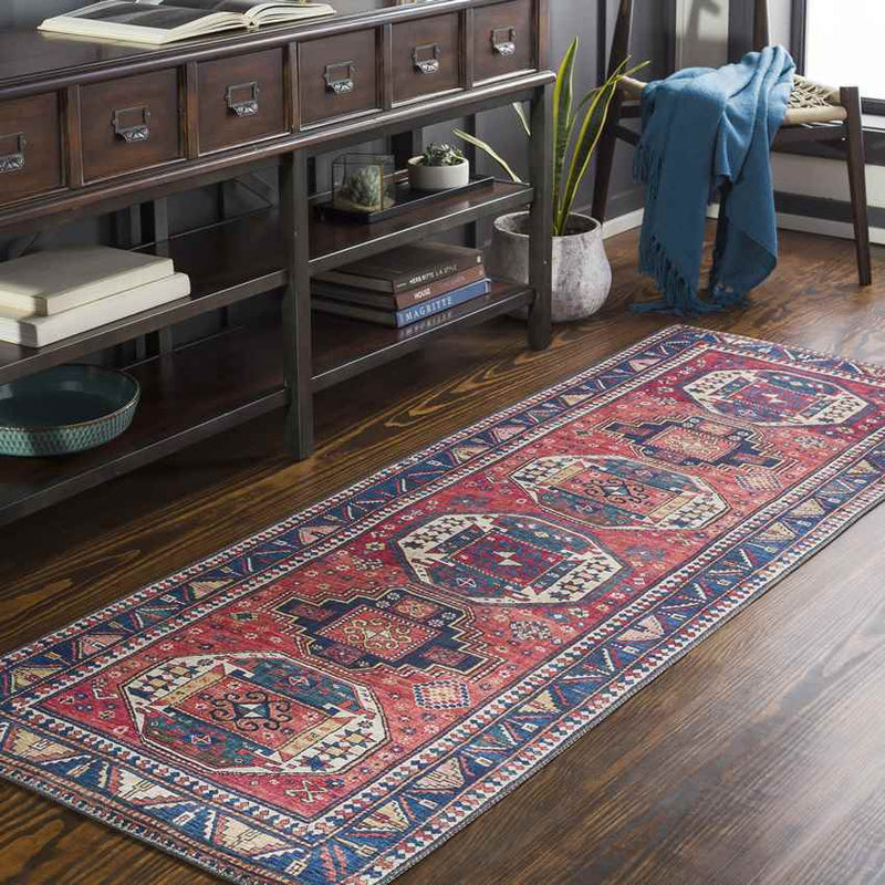 Mariahout Traditional Dark Red Area Rug