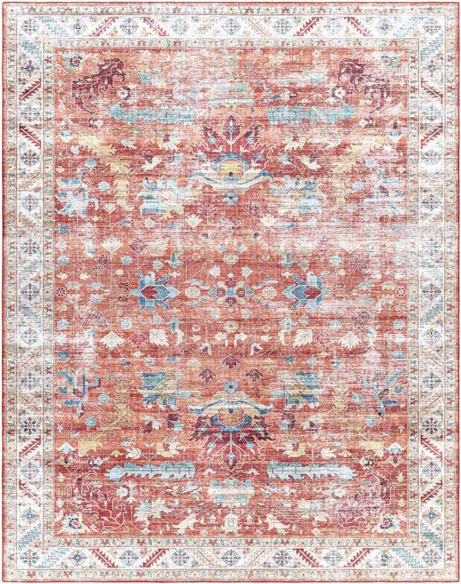 Meeren Traditional Burnt Orange Area Rug