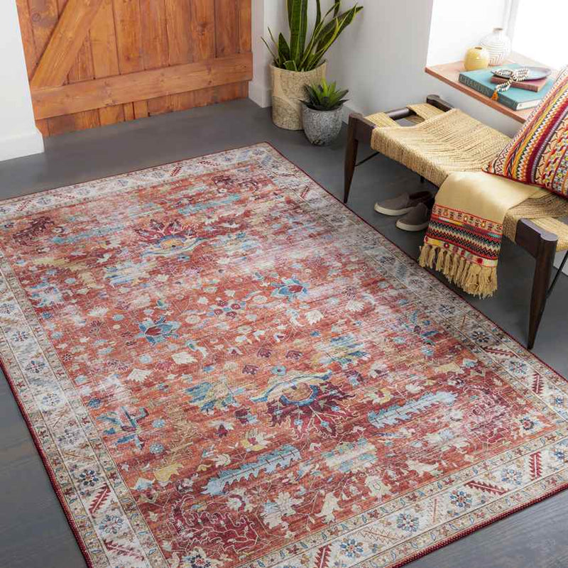 Meeren Traditional Burnt Orange Area Rug