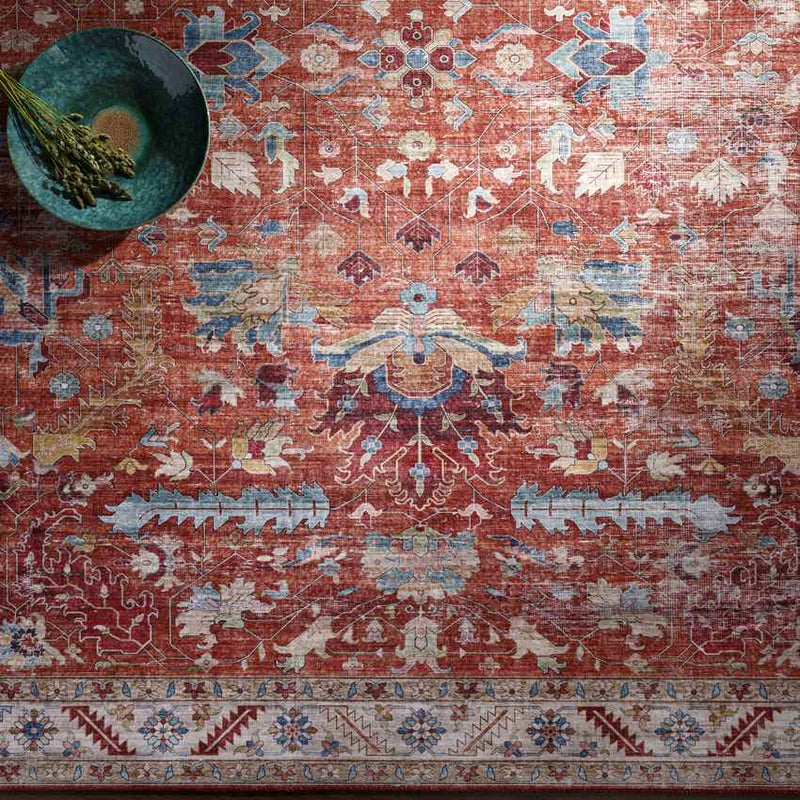 Meeren Traditional Burnt Orange Area Rug