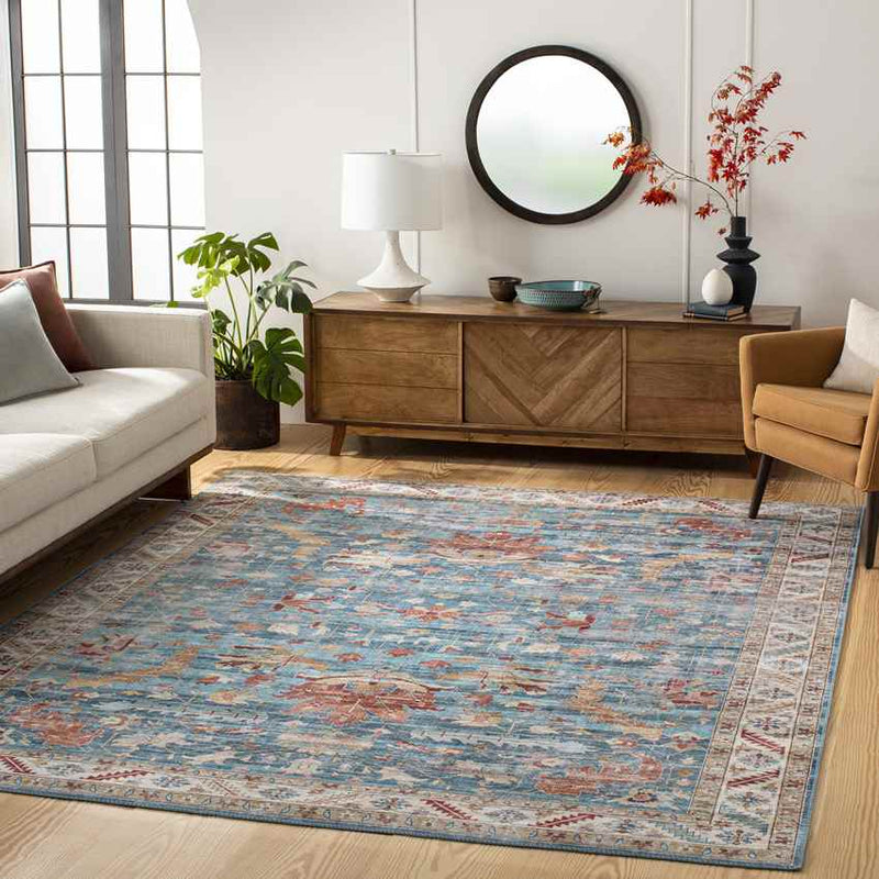 Meeren Traditional Sky Blue Area Rug