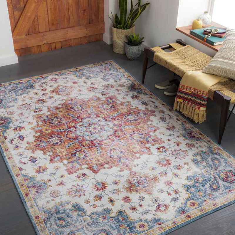 Meerven Traditional Burnt Orange Area Rug