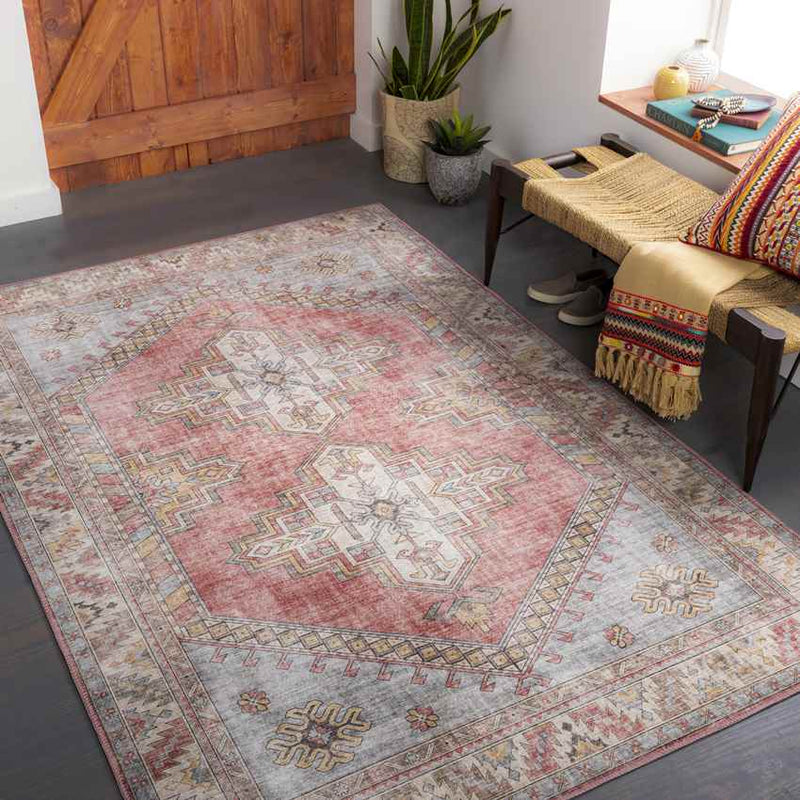 Meeuwen Traditional Pale Pink Area Rug