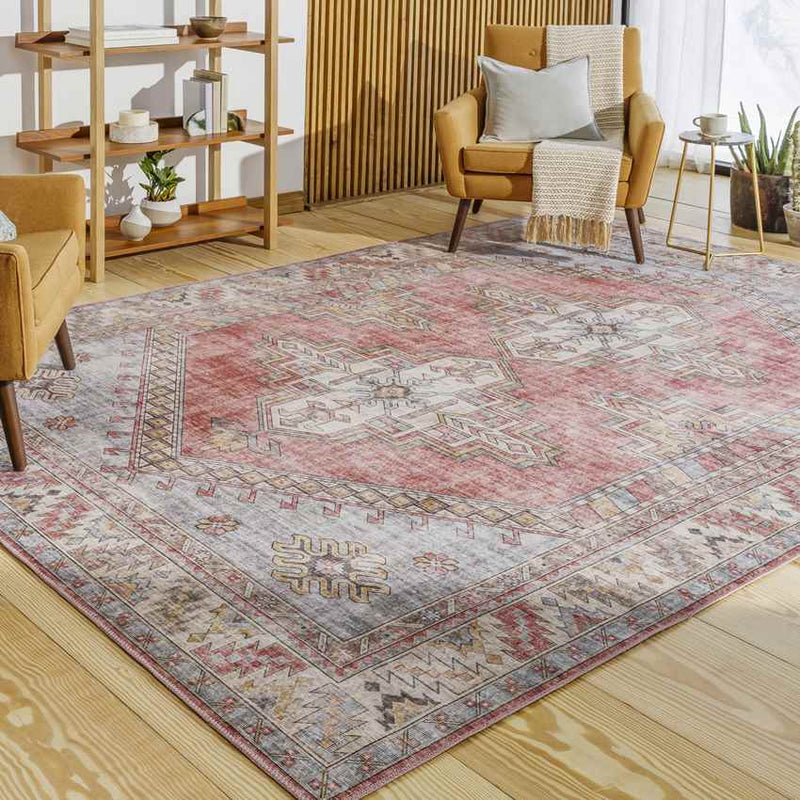 Meeuwen Traditional Pale Pink Area Rug