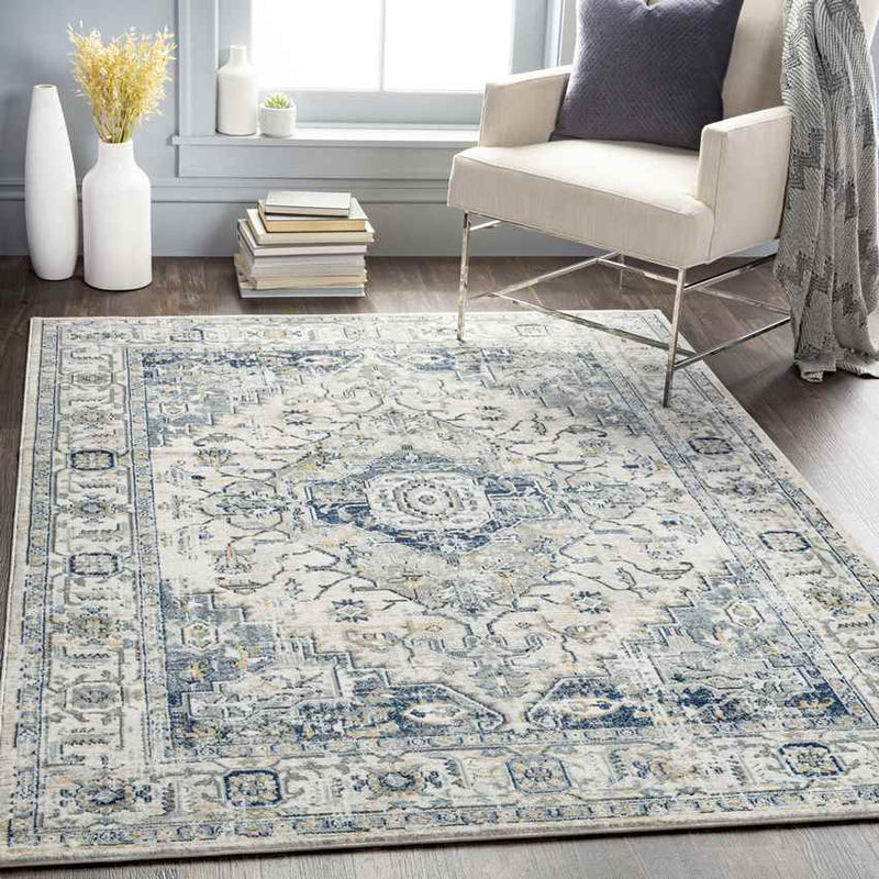 Tricht Traditional Dark Blue Area Rug