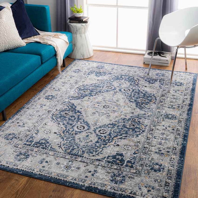 Muggenhol Traditional Navy Area Rug