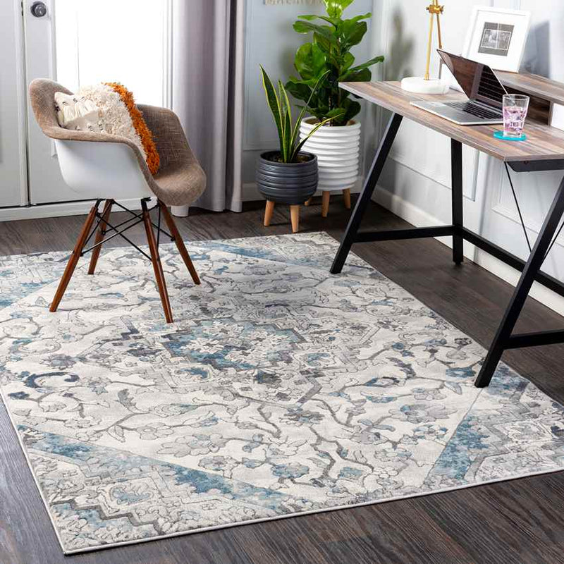 Rakens Traditional Light Blue Area Rug