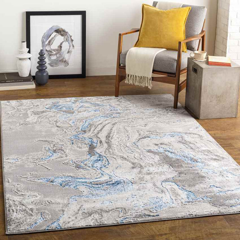 Riel Modern Dark Blue Area Rug