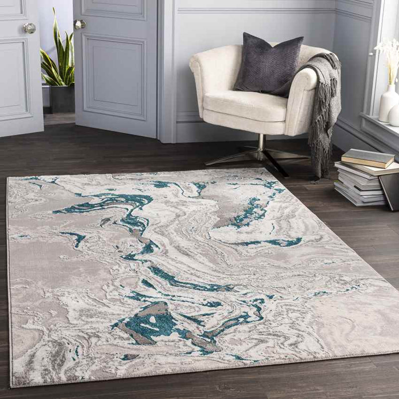 Riel Modern Teal Area Rug