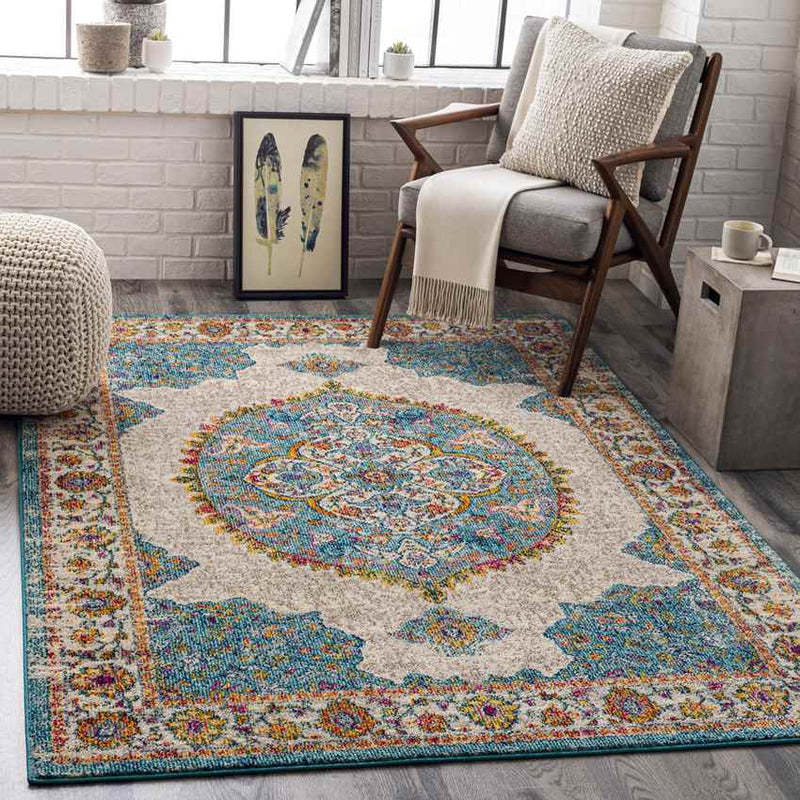 Vaareind Traditional Teal Area Rug