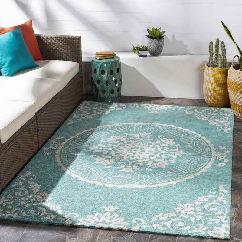 Sevenum Traditional Green Area Rug