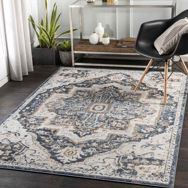 Barlage Traditional Navy Area Rug