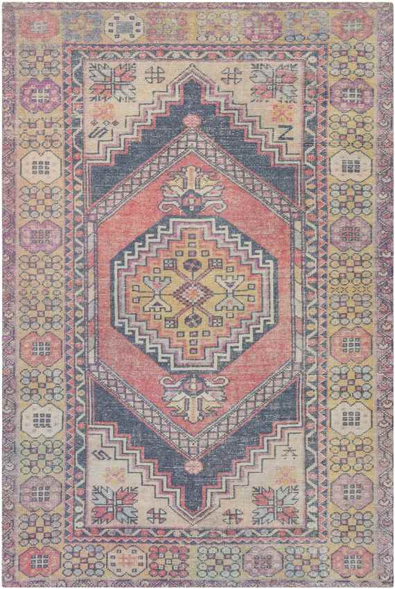 Hoogezand Traditional Bright Yellow Area Rug