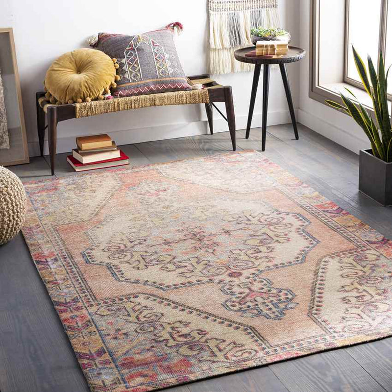 Kolham Traditional Bright Orange Area Rug