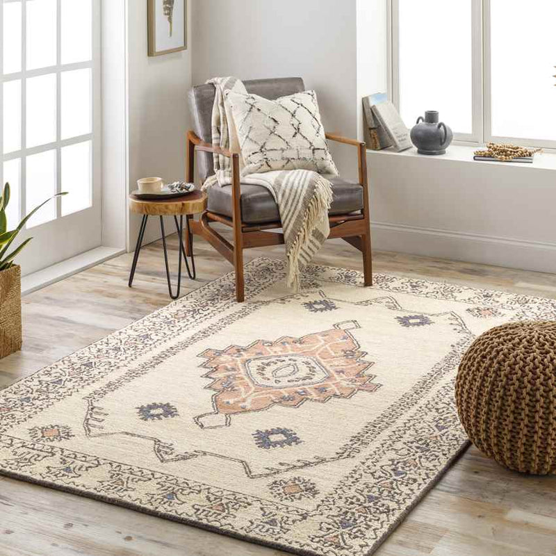 Krassum Traditional Cream Area Rug