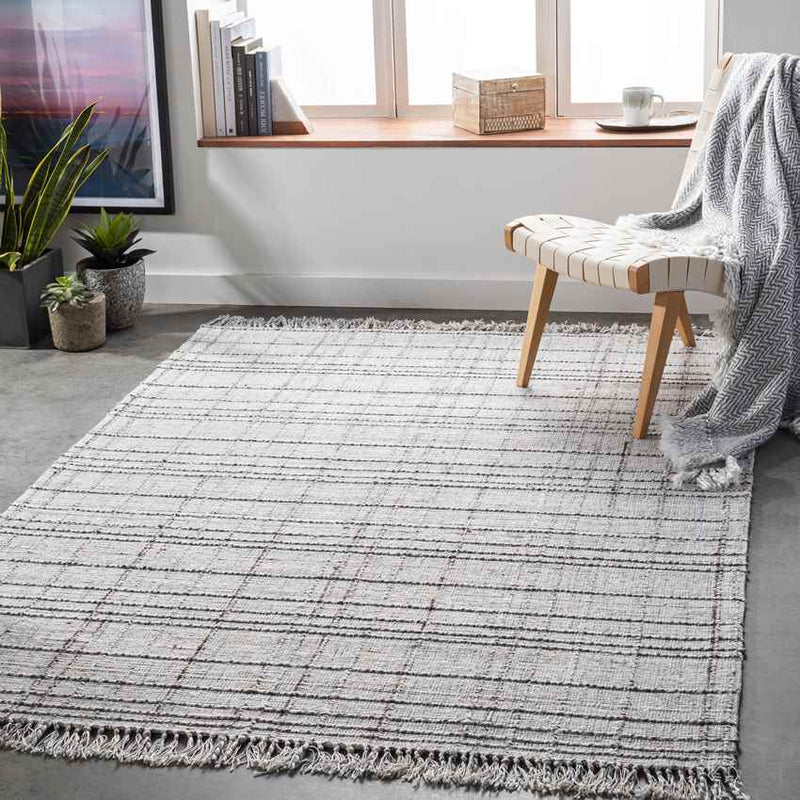 Almen Modern Ivory/Dark Brown Area Rug