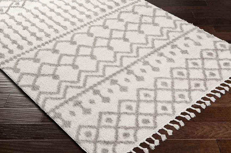 Rocky Ripple Bohemian/Global Pale White Area Rug