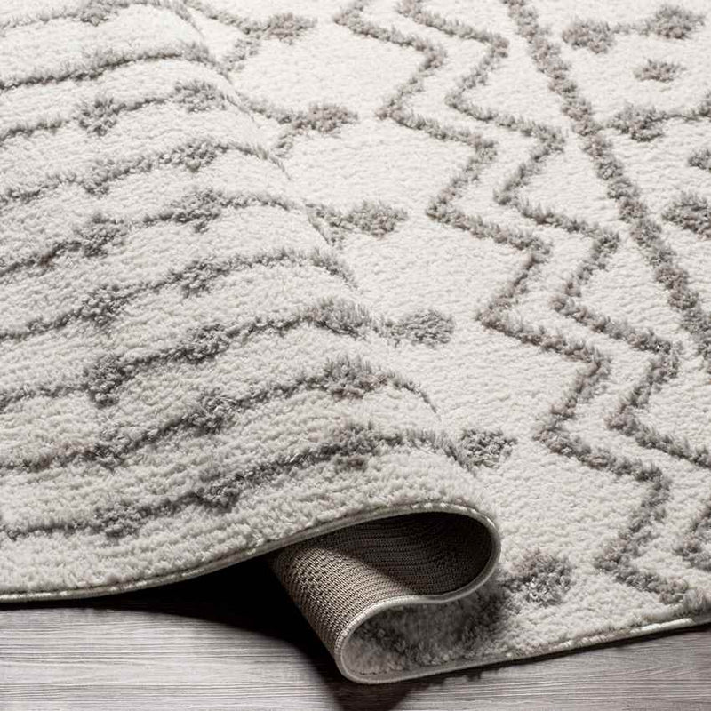 Rocky Ripple Bohemian/Global Pale White Area Rug