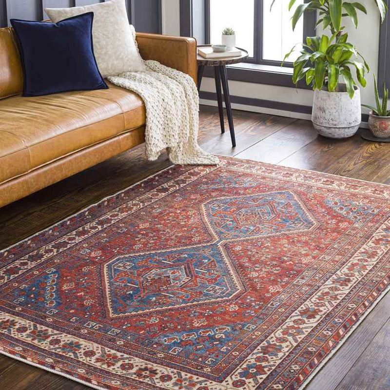 Union Hill Traditional Saffron Washable Area Rug