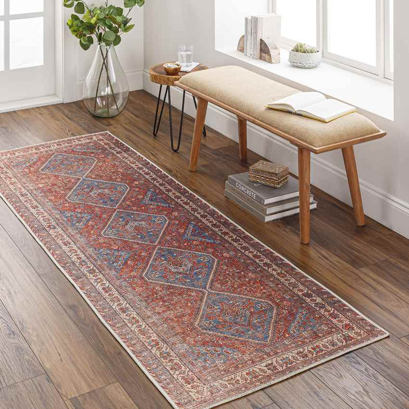 Union Hill Traditional Saffron Washable Area Rug