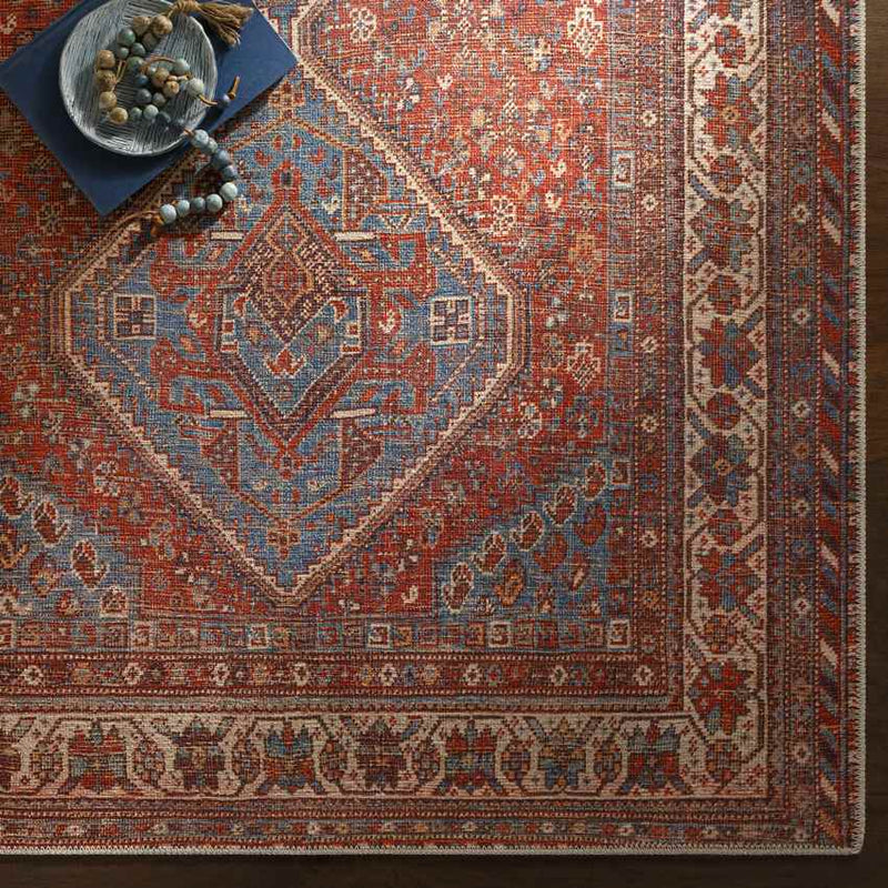 Union Hill Traditional Saffron Washable Area Rug