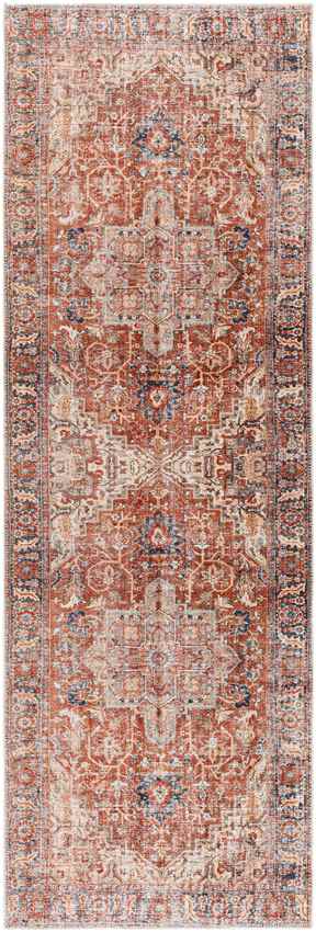 Vernon Hills Traditional Burnt Orange Washable Area Rug