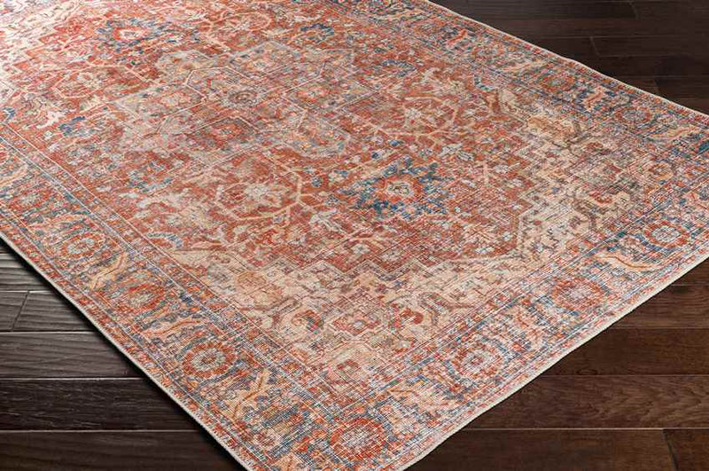 Vernon Hills Traditional Burnt Orange Washable Area Rug