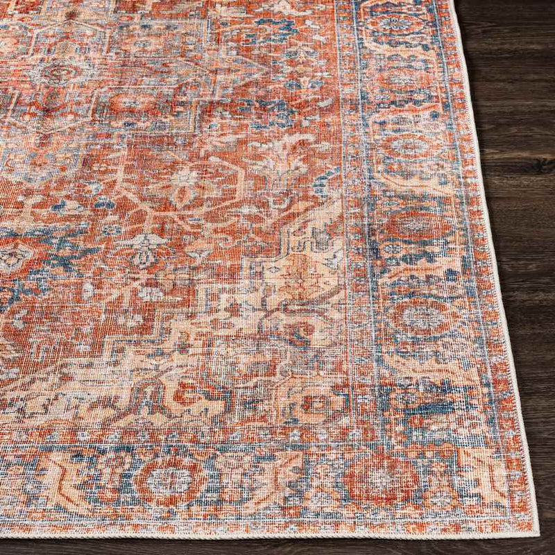 Vernon Hills Traditional Burnt Orange Washable Area Rug